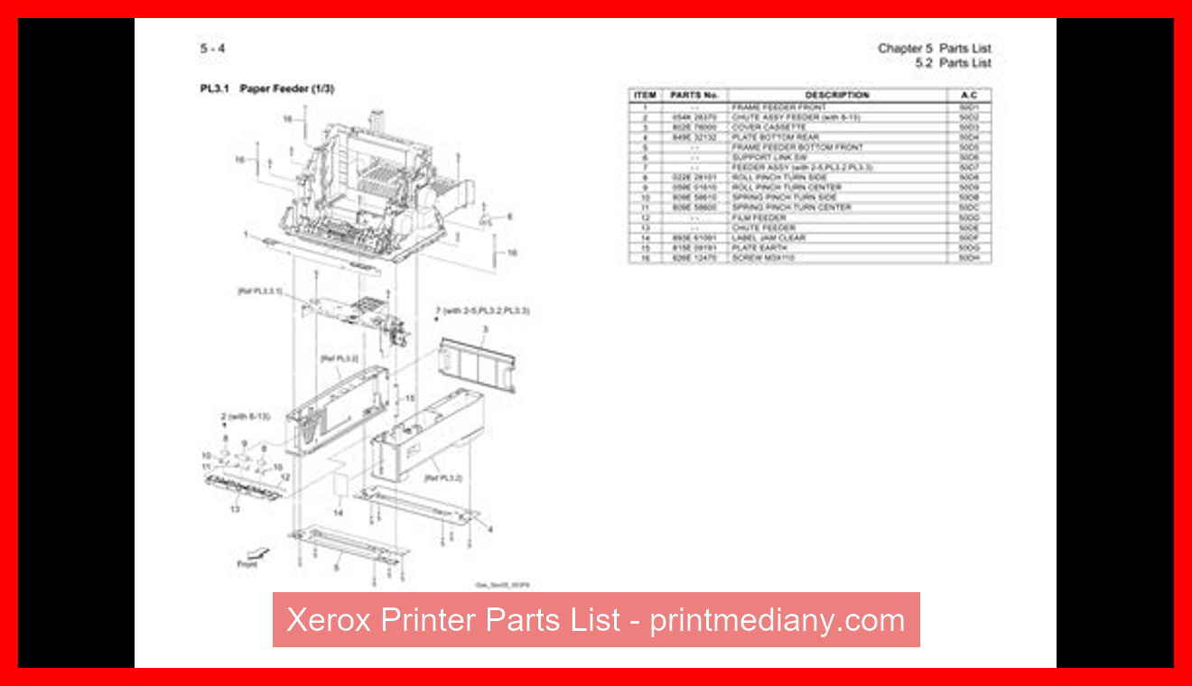 Xerox Printer Parts List